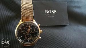 Elegant original golden Hugo Boss wrist watch 10