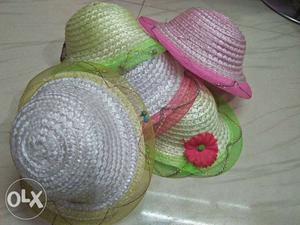 Green, Pink, And White Knitted Textiles