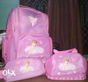 Imported Barbie school trolley bag with pencil