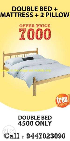 New Double bed+mattress+ pillow  with delivery