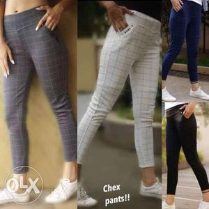 Stretchable chex pants size upto 36"