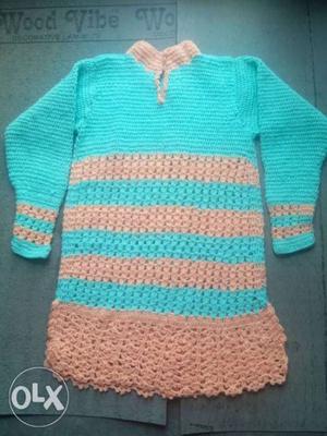 Teal And Orange Knitted Sweater