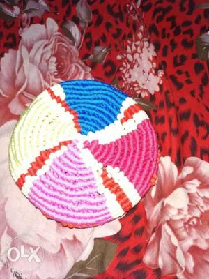 White,red blue and pink basket