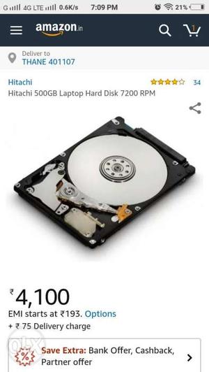 500 GB HDD With  RPM.