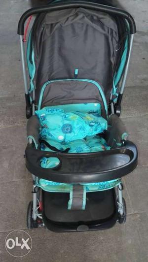 Baby's Black And Teal Stroller