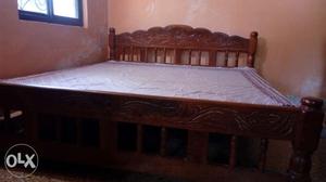 King Size Hand carved design wood Bed (Mimusops