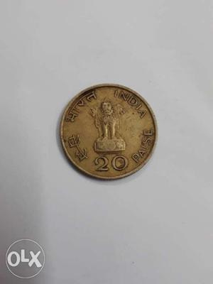 Mahtma Gandhi 20 paisa golden coin