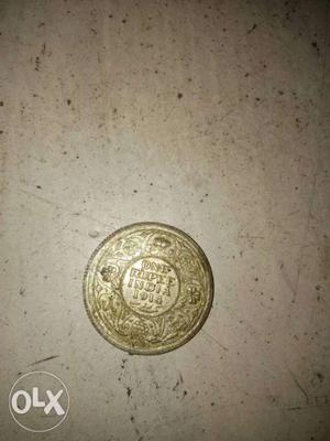 Old 104 years back Indian one rupee coin