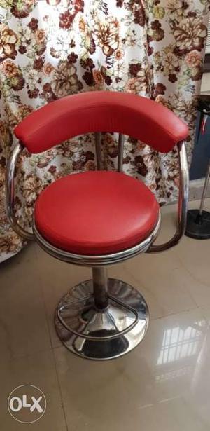 Red And Black Leather Bar Stool