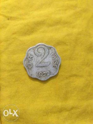  Silver-colored 2 Paise Coin