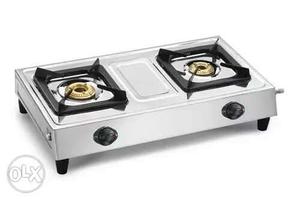 Two point gas burner with 2 cylinders (2Kg and 5 Kg)