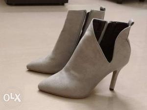 38 size grey color high heel with side zip style