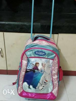 Blue And Pink Disney Frozen trolly school bag