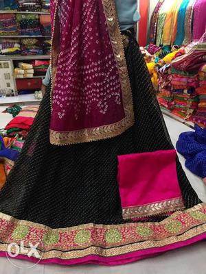 Georgette Lhnga with art silk bandhni Duptta and