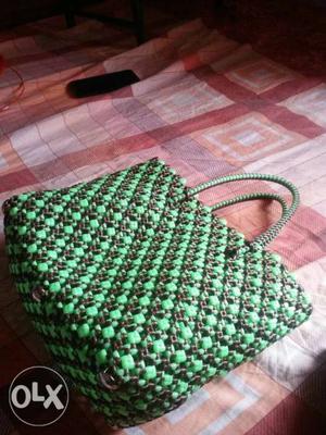 Green And White wire bag