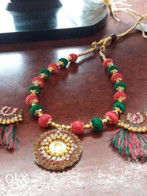 Green, Yellow, And Red Beaded Bracelet