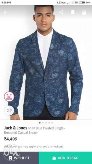 Jack and Jones Blue Printed blazer Bought for