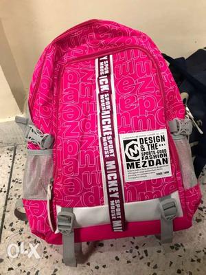 Large capacity pink color backpack just one day. Original