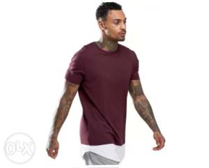 Men's Maroon Crew-neck T-shirt