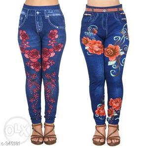 New Printed Stretchable Jeggings (Pack of 2) Good