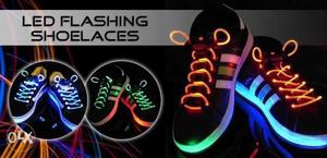 OFFER pair Of Black-and-multicolored LED Flashing Shoelaces