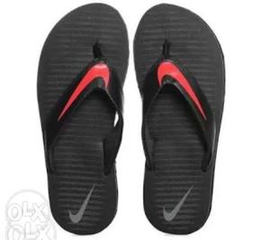 Pair Of Black-and-red Flip Flops