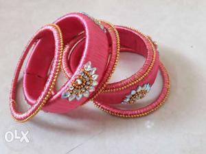 Pink silk thread bangles worth rp 350 for
