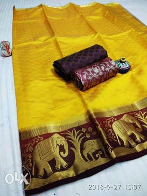 *RAW JUNGLE ELEPHANT* Kanjeevaram silk with new