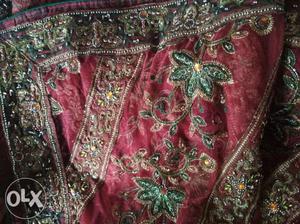 Red And Green Floral Textile