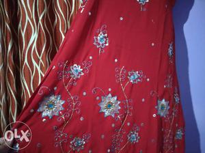 Red And White Floral salwar suit with dupatta