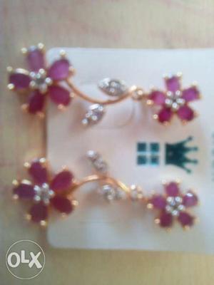 Ruby red gold plated earrings