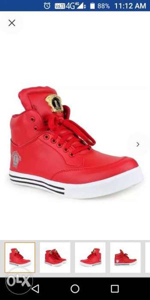 Unpaired Red And Black High-top Sneaker