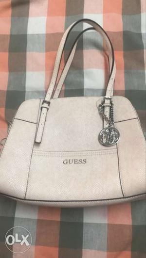 White And pink guess Leather Tote Bag