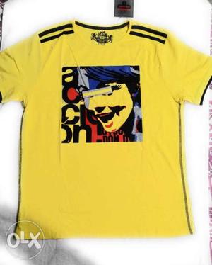 Yellow And Black Adidas Crew-neck Shirt
