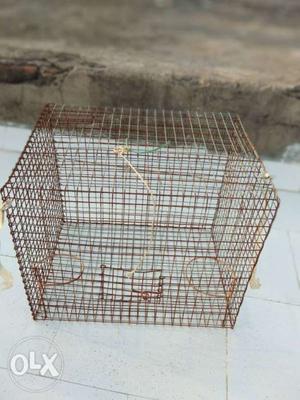 Bird cage with food and water tray