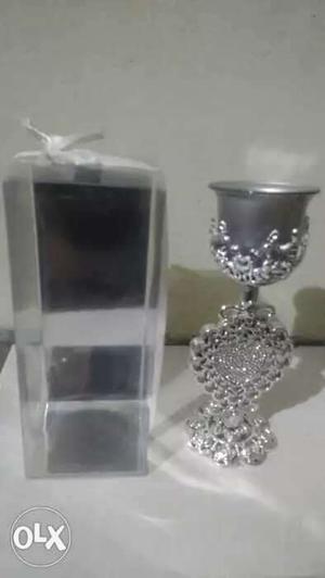 Brand new silver color candle stand showpiece