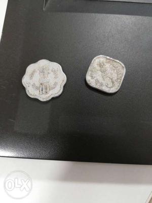 Indian 10pais and 5 paisa coins