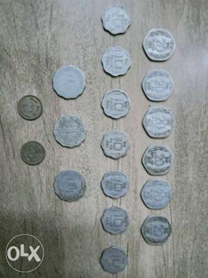 Old vintage indian coins of 10 paise coins, 20