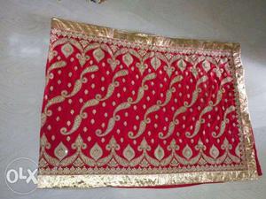 Beautiful shiffon red sari with excellent work