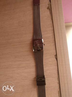 Brown Leather Strap With Silver Buckle Belt