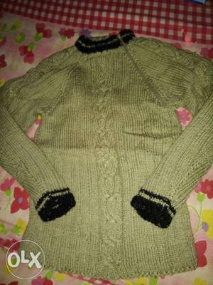 Mehandi colour Knitted Sweater for 4-6 years kids
