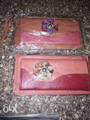Red And Brown Floral Leather Wallet