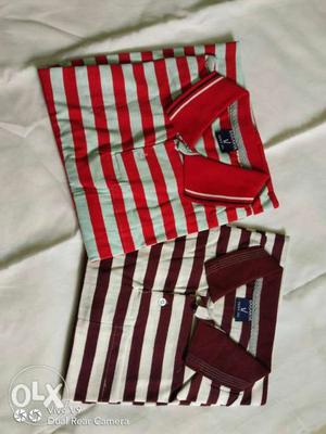 Red And White Striped Polo Shirt with pocket