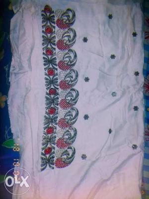 Red and Off- White Patiyala Suit (Cotton)