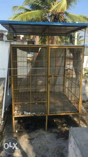 Yellow Metal Framed Pet Cage