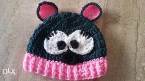 Black And Pink Knitted Hat
