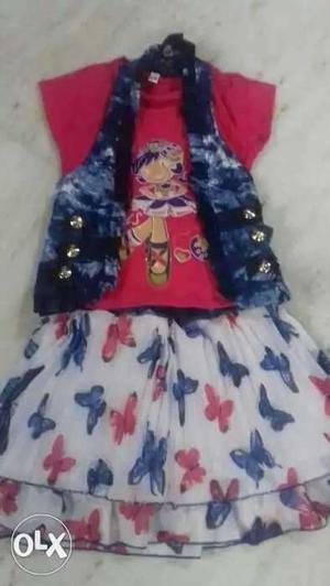 Brand new baby girl dress 3 piece 2-3 year skirt tshirt koti