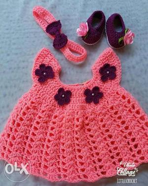 Crochet dress with matching headband and Shoe