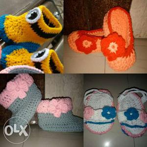 Crochet woolen baby shoes
