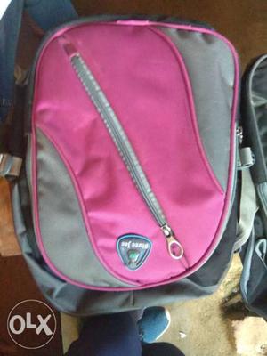 Gray And Pink Backpack